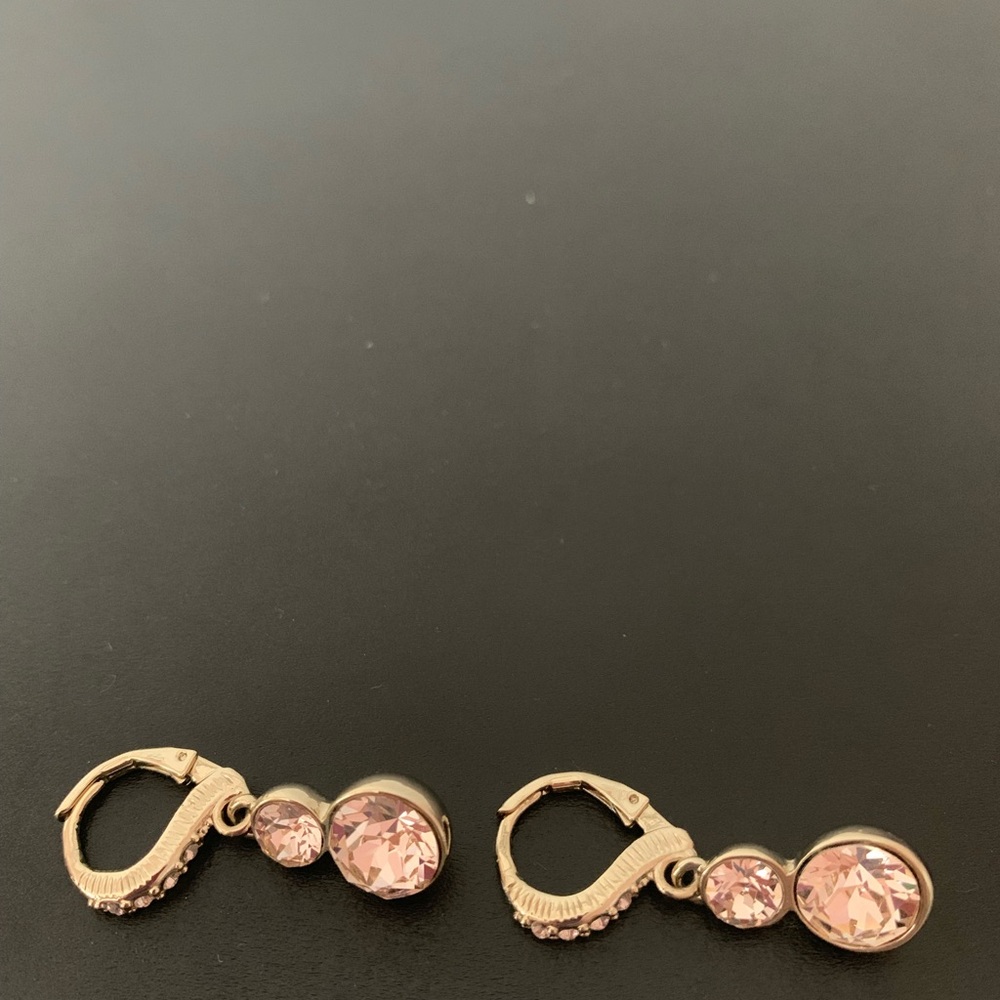 Givenchy Swarovski crystal light pink gold drop earrings - Picture 3 of 5